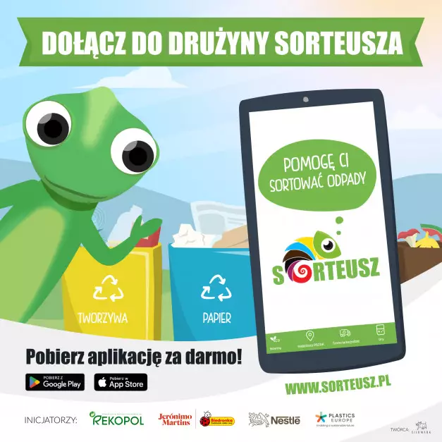 plakat promujący aplikację Sorteusz