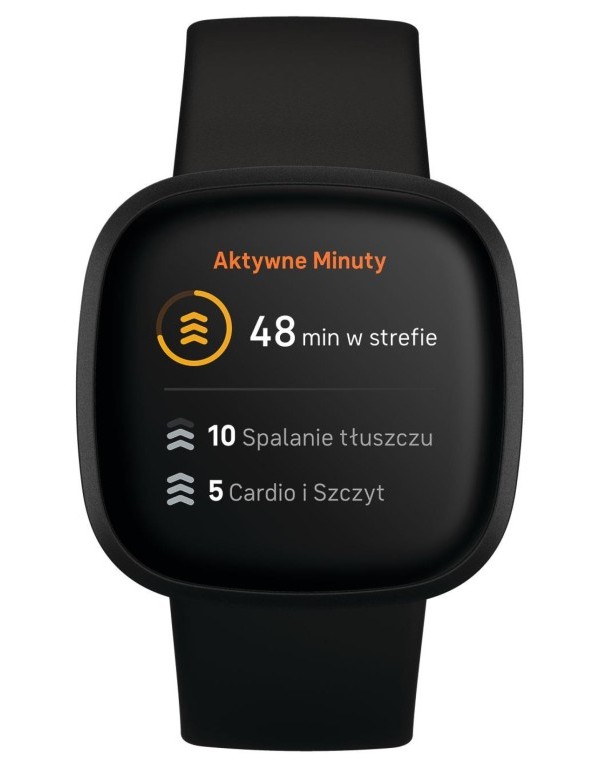 FitBit Versa3 czarny smartwatch50+ od przodu