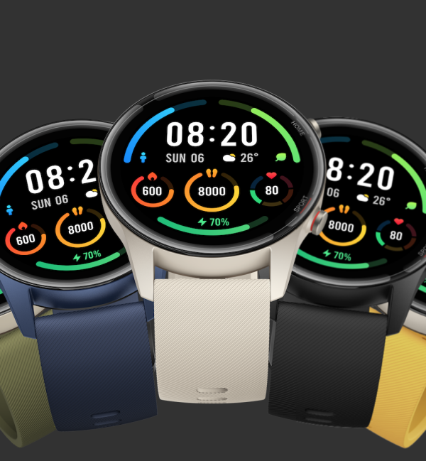 wybór kolorystyki smartwatchy xiaomi mi z paskami w 5 kolorach
