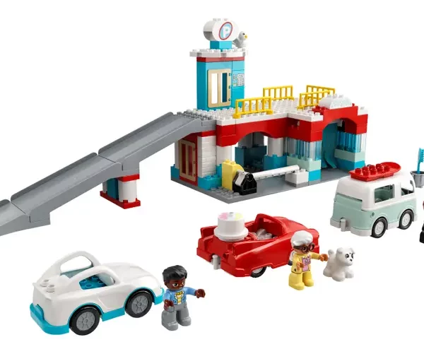 LEGO® DUPLO® Parking piętrowy i myjnia samochodowa z samochodami dla wnuczka
