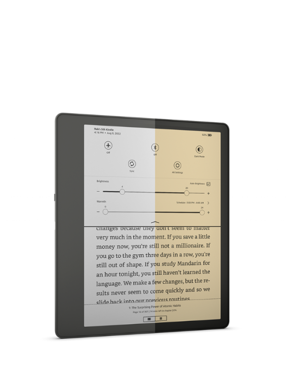 Różne możliwości podświetlenia na czytniku Kindle Scribe dla seniorów