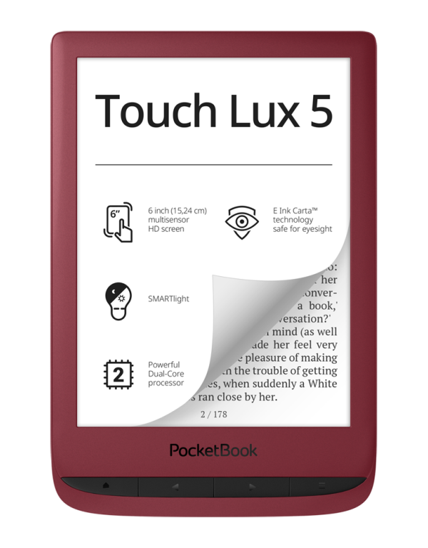 PocketBook Touch Lux 5 rubinowy czytnik e-booków dla seniora