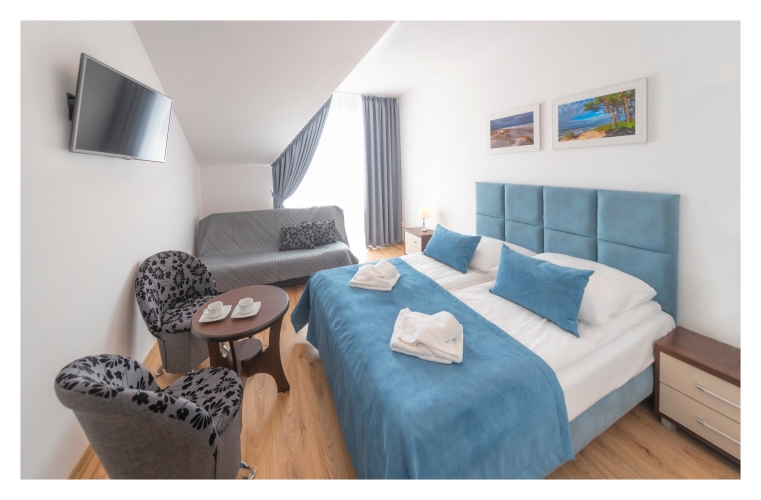 Goście ośrodka Bursztynowe Wzgórze Family Resort w Sianożętach mają do wyboru różne opcje zakwaterowania