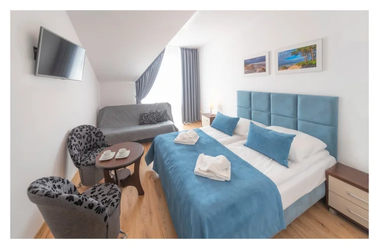 Goście ośrodka Bursztynowe Wzgórze Family Resort w Sianożętach mają do wyboru różne opcje zakwaterowania