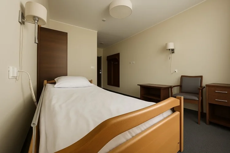 W pokojach w Domu Seniora "Gdańska 116" w Bydgoszczy znajdują się wygodne łóżka i instalacja przywoławcza