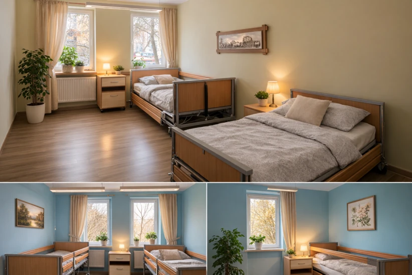 Pokoje w Centrum Vitae w Gliwicach są jasne, przestronne i wyposażone w niezbędne meble