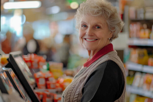 pracująca w sklepie starsza kobieta