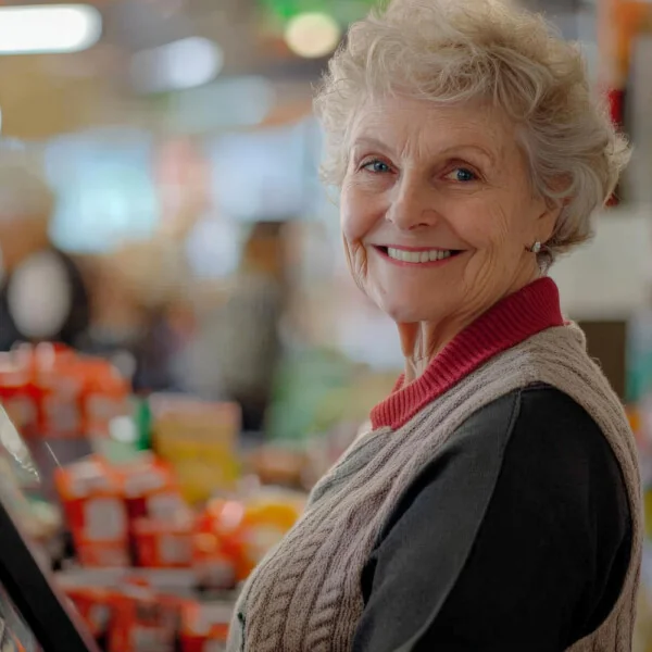 pracująca w sklepie starsza kobieta
