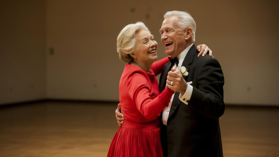 para seniorów tańczy na parkiecie